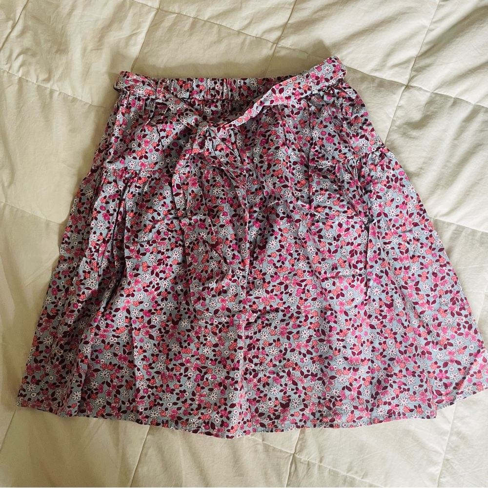 Juste Clé Floral Pink Skirt size 128 cm (8) Bow Tie Elastic Waist